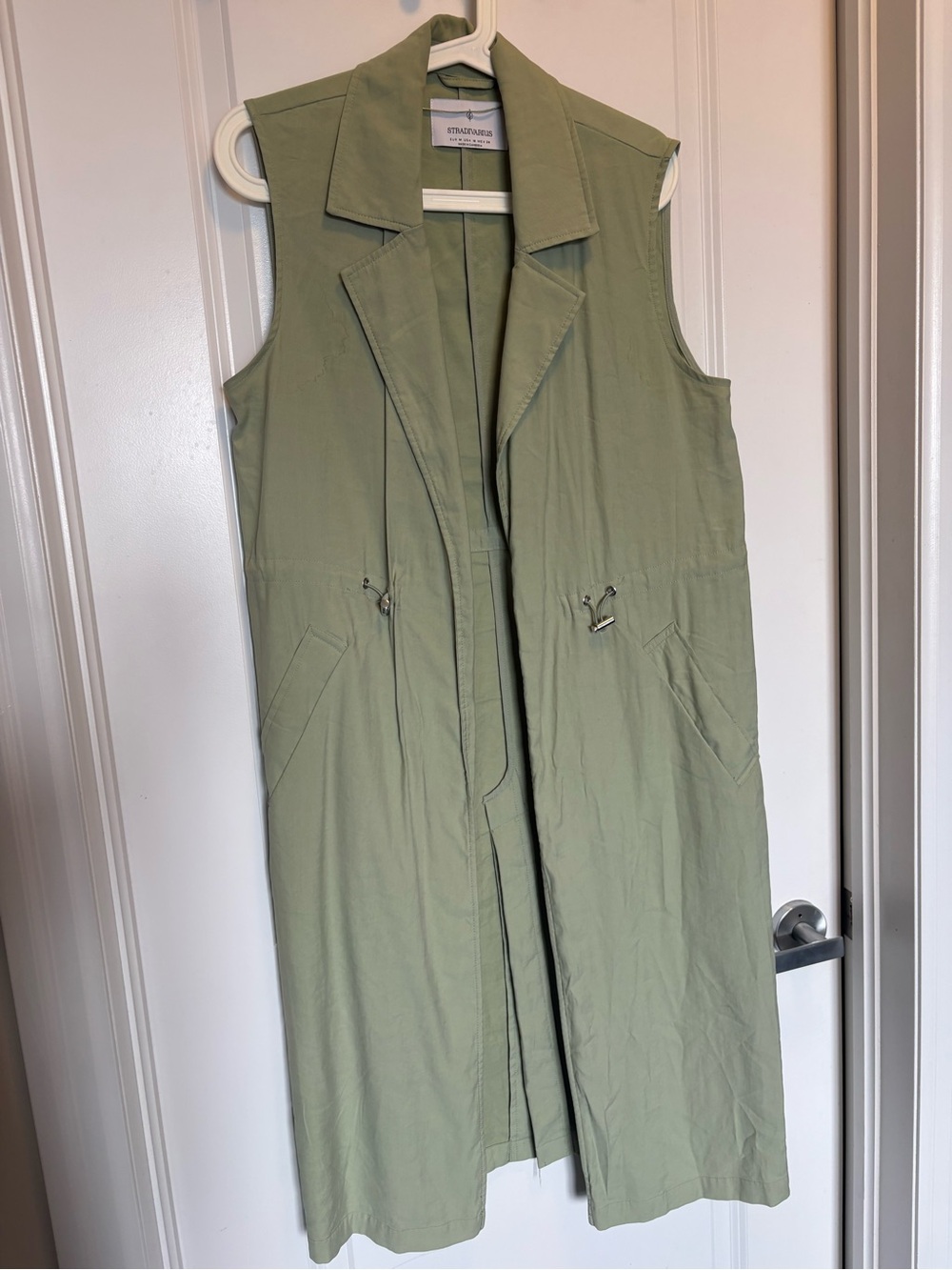 Sleeveless Utility Duster Vest in Sage Green